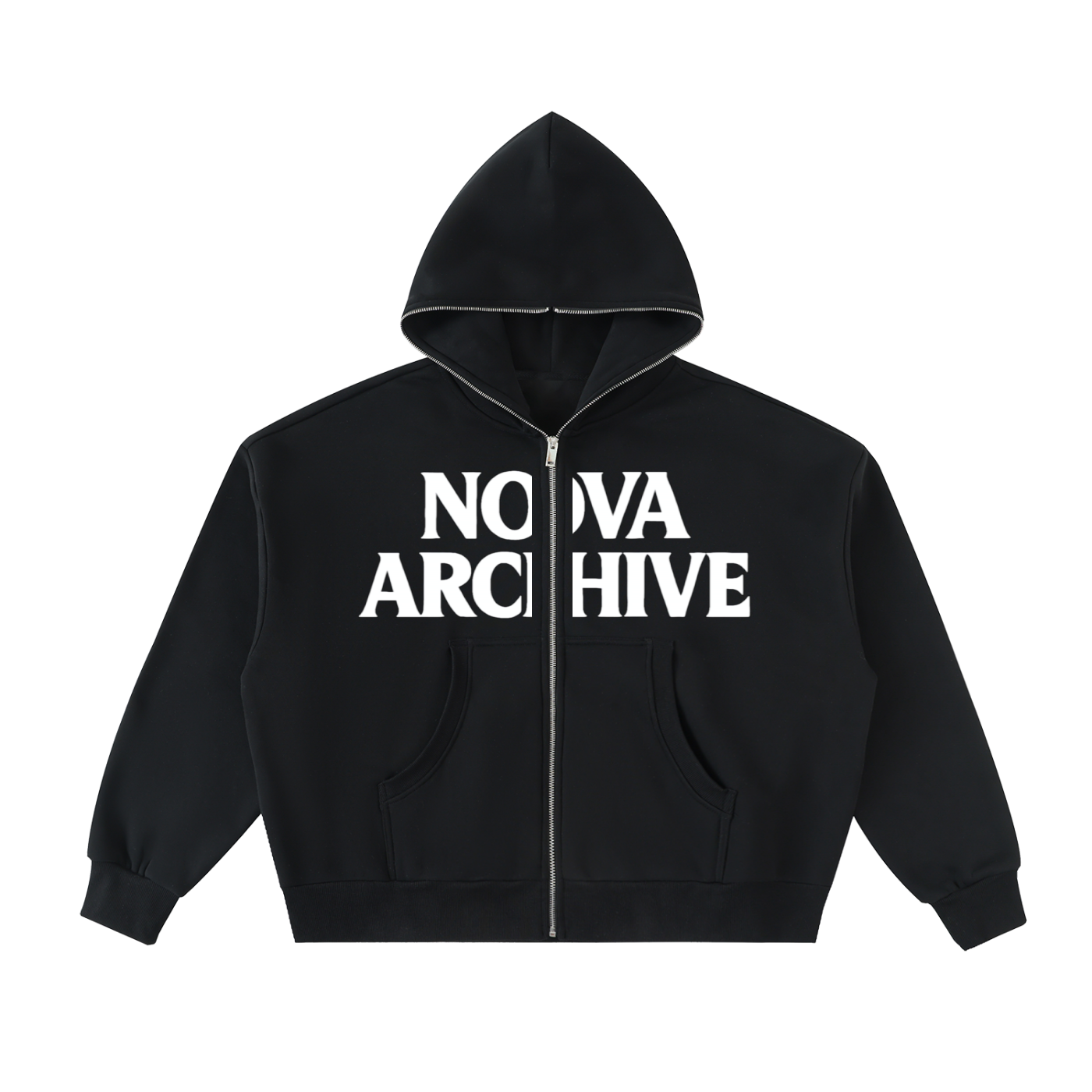 Fleeced Full-Zip Boxy Hoodie