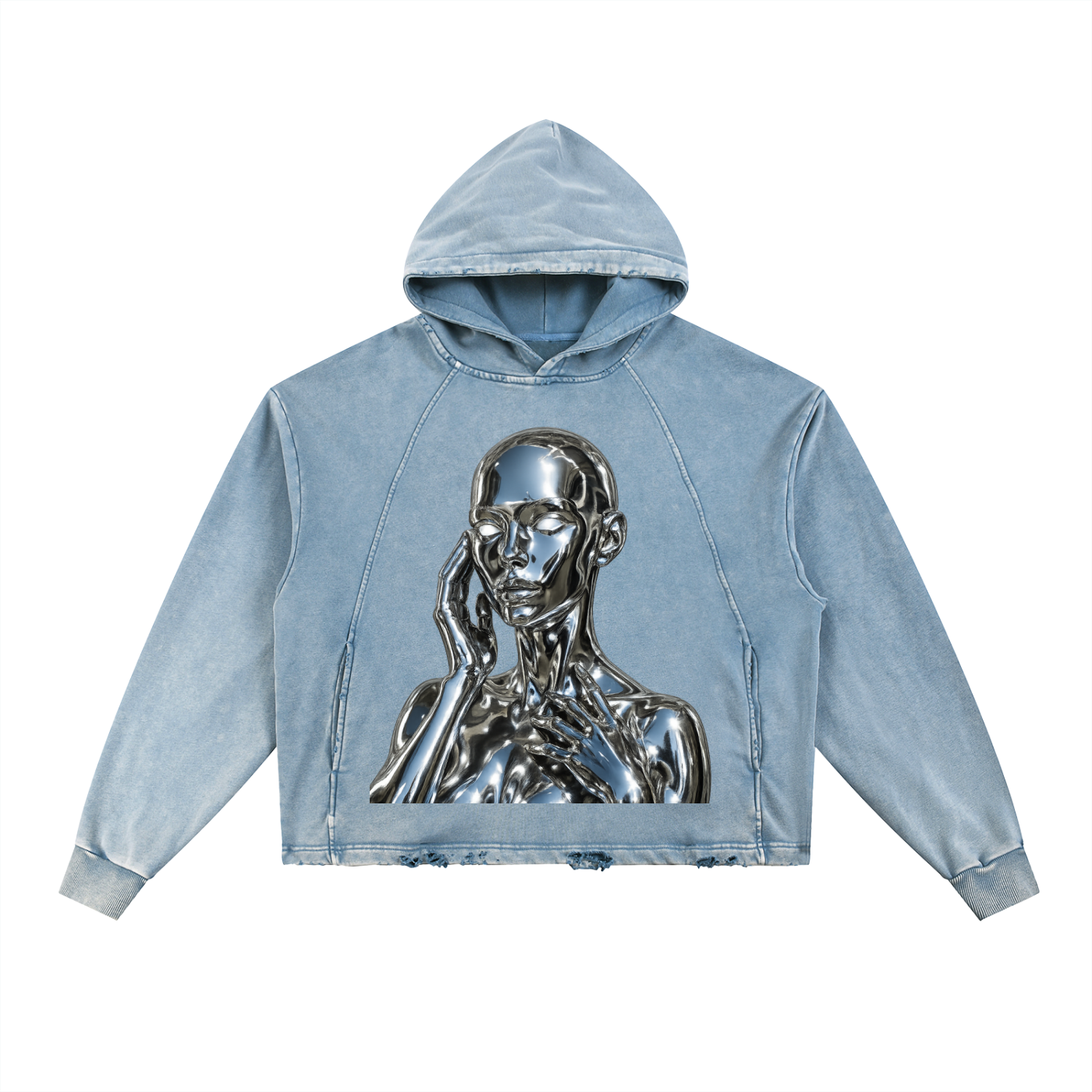 Vintage Washed Frayed-Hem Hoodie