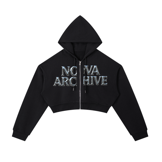 Essential Cropped Zip-Up Hoodie